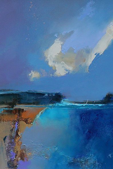 Abstract painting by Peter Wileman blue and brown painting Peter Wileman, Seascapes Art, Brown Painting, Royal Society, Impressionist Landscape, Abstract Landscapes, Oil Painters, Landscape Artwork, Abstract Art Landscape