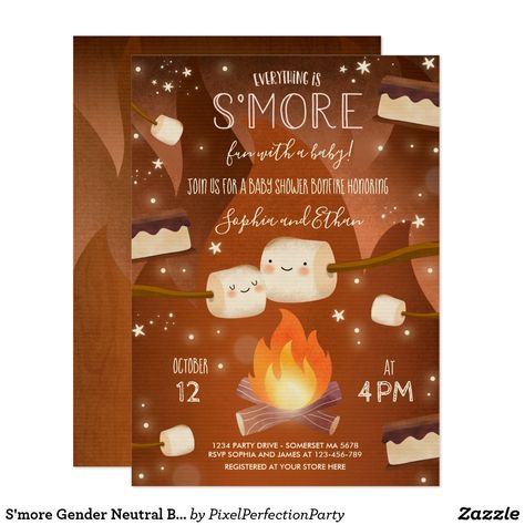 Smores Party, Gender Neutral Baby Shower Invitations, Boho Baby Shower Invitations, Baby Shower Invitation Cards, Woodland Baby Shower Invitations, Couples Shower Invitations, Blue Boy, Baby Shower Fall, Baby Shower Invitations For Boys