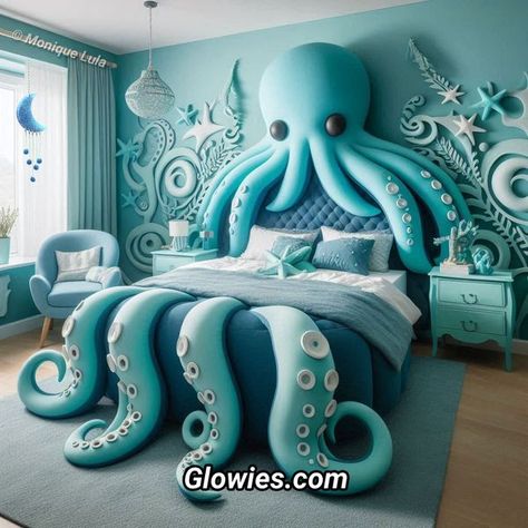 Octopus Bedding, Monique Lula, Cool Baby Stuff, Baby Stuff, Octopus, Nursery, Bed, Art