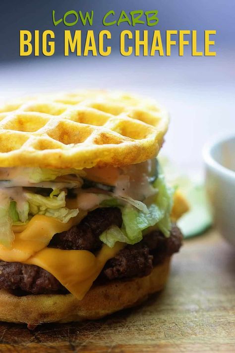 Waffle Sandwiches, Big Mac Sauce, Best Mac N Cheese Recipe, Chaffle Recipes, Mac Sauce, Keto Chaffles, Keto Chaffle, Cheeseburger Recipe, Waffle Maker Recipes