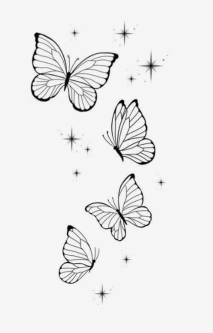 Butterflys Flying Drawings, Butterfly Side View, Bubble Tattoo, Rose Tattoo Stencil, Borboleta Tattoo, Butterfly Tattoos Images, Simple Butterfly Tattoo, Butterfly Tattoo Stencil, Unique Butterfly Tattoos