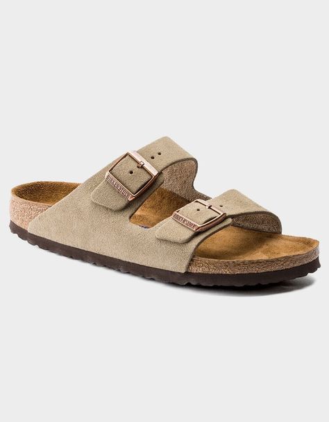 BIRKENSTOCK Arizona Soft Footbed Womens Taupe Sandals - TAUPE | Tillys Taupe Sandals, Footbed Sandals, Extreme Heat, Birkenstock Arizona, Eva Sole, Arch Support, Custom Fit, Birkenstock, Cork