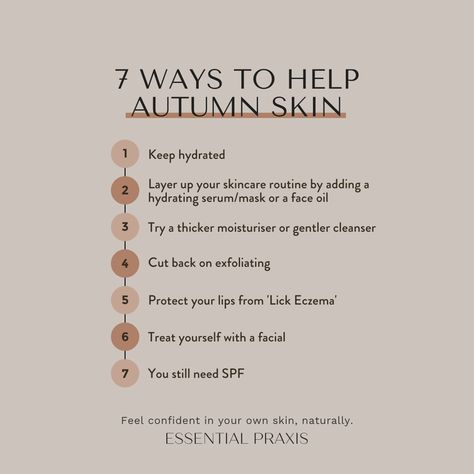 7 ways to help your skin transition to Autumn & Winter in 2024 | Skin aesthetics, Skin facts, Skin care business #Facial_Content_For_Instagram #Autumn_Skincare_Tips #Thanksgiving_Skincare_Posts #Fall_Skin_Care_Tips Facial Content For Instagram, Autumn Skincare Tips, Fall Skin Care Tips, Fall Spa Specials, November Esthetician Posts, Dry Skin Care Tips, Fall Skincare Tips, Fall Skincare Aesthetic, Fall Esthetician Posts