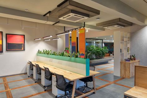 Ronnie Screwvala’s RSVP office in Mumbai is like a fascinating movie set Small Office Design, Office Interior Design Modern, Modern Office Interiors, Clinic Interior Design, Office Space Design, Movie Set, Herringbone Tile, Typography Wall, Grid Style