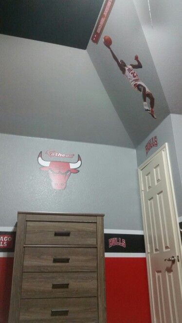 My Chicago Bulls boys room.... love it!! Chicago Bulls Bedroom Ideas, Boys Room, Chicago Bulls, Boy's Room, Boy Room, Bedroom Ideas, Room Ideas, Love It, Chicago