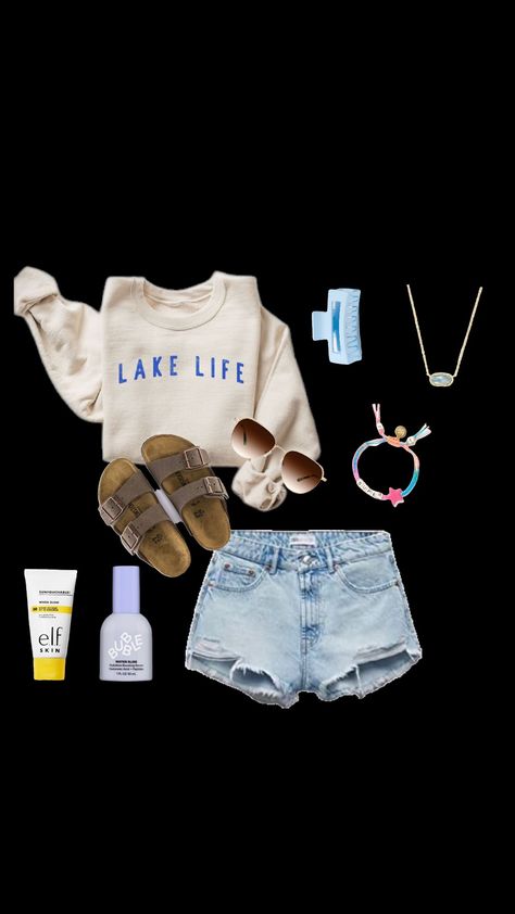 preppy summer/lake/boat/beach outfit Lake Day Outfit, Lake Outfits, Lake Clothes, Lake Outfit Summer, Lake Hair, Lake Outfit, Lake Hair Styles, Boat Beach, Lake Day