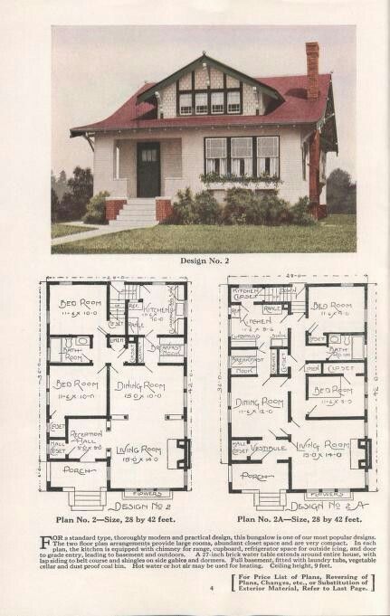 Ideal Homes, Section 1, Bungalows, Plan #2 Craftsman Bungalow House Plans, Vintage Floor Plans, Late Twenties, Three Bedroom House Plan, 3d Floor Plan, Sims 4 House Building, Vintage House Plans, Small House Floor Plans, Architectural Floor Plans