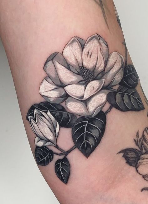 Magnolia Flower Tattoos For Women, Butterfly And Magnolia Flower Tattoo, Bird And Magnolia Tattoo, Magnolia Tattoo Design Drawing, Peony And Magnolia Tattoo, Magnolia Flower Tattoo Shoulder, Mississippi Magnolia Tattoo, Magnolia Cover Up Tattoo, Magnolia Tattoo Linework