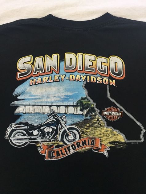 Genuine Harley-Davidson San Diego Graphic Short Sleeve Black T-Shirt Size XL USA  | eBay Vintage Harley Davidson Motorcycles, Harley Davidson Vintage, Space Shirts, Harley Davidson Motor, Harley Davidson T Shirts, Motorcycle Tshirts, Motorcycle Art, Harley Davidson Motorcycle, Motor Harley Davidson Cycles