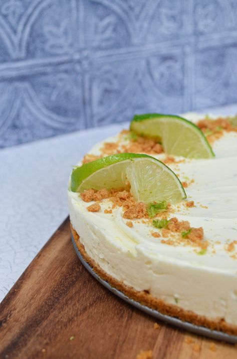 Ginger and Lime No-Bake Cheesecake - Baking with Aimee. Key Lime No Bake Cheesecake, Lime Cheesecake No Bake, Ginger Cheesecake Recipe, Key Lime No Bake, Cream Cheese Substitute, Baking Bad, Key Lime Cheesecake, Lime Cream, Ginger Biscuits