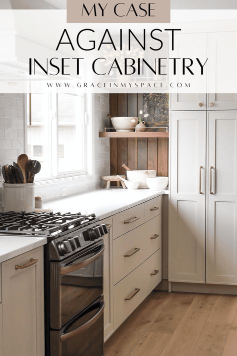 Pros & Cons: Inset cabinets vs overlay cabinets. Here's the unbiased truth about each style of kitchen cabinet so you can decide for yourself. Which is better? Inset cabinets or overlay cabinets? #kitchencabinetstyle #kitchendesign #overlaycabinet #insetcabinet #kitchenremodel #kitchencabinets #kitchenremodeling #cabinetry #kitchencabinetry Inlay Vs Overlay Kitchen Cabinets, Kitchens With Only Lower Cabinets, Full Overlay Kitchen Cabinets, Vs Overlay, Overlay Cabinets, Inset Kitchen Cabinets, Framed Kitchen Cabinets, Full Overlay Cabinets, Kitchen Cabinet Style