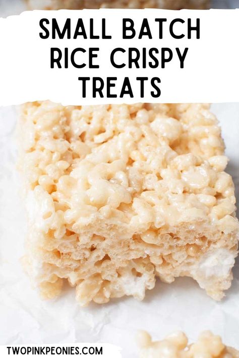 text that says small batch rice crispy treats below is a close up of a rice crispy treat Best Rice Krispie Treats Recipe, Rice Crispy Squares, Homemade Rice Krispies, Homemade Rice Krispies Treats, Rice Crispy Treats Recipe, Rice Krispie Squares, 8x8 Pan, Easy Dessert Recipe, Square Recipes