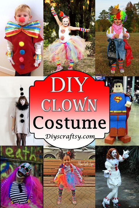 DIY Clown Costume 1 Make Your Own Clown Costume, Clown Shirt Diy, Funny Clown Costumes, Diy Scary Clown Costume Men, Women Clown Costume Diy, Diy Clown Costume For Men, Clown Suit Pattern Free, Easy Diy Clown Costume For Women, Circus Costumes Diy