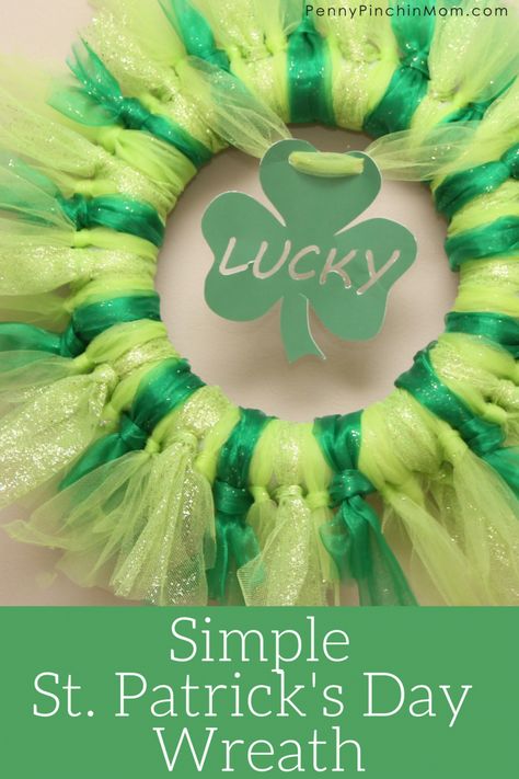 St. Patrick's Day Wreath Diy St Patricks Day Wreath, Sant Patrick, St. Patrick's Day Diy, St Patricks Day Quotes, St Patricks Crafts, Tulle Wreath, St Patricks Day Food, St Patrick's Day Outfit, St Patrick's Day Decorations