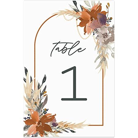 Amazon.com: Indie Autumn Floral Table Numbers / Set Of 28 Wedding Table Number Cards / 4" x 6" Indie Botanical Design / Made In The USA : Home & Kitchen Wooden Table Numbers Wedding, Rose Gold Table, Floral Table Numbers, Gold Table Numbers, Table Card Holder, Wedding Table Number Cards, Wedding Table Number, Floral Table, Table Number Cards