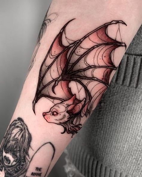 Albino Bat, Montreal Tattoo, Bats Tattoo Design, Vampire Tattoo, Emo Tattoos, L Tattoo, Bat Tattoo, Wicked Tattoos, Spooky Tattoos