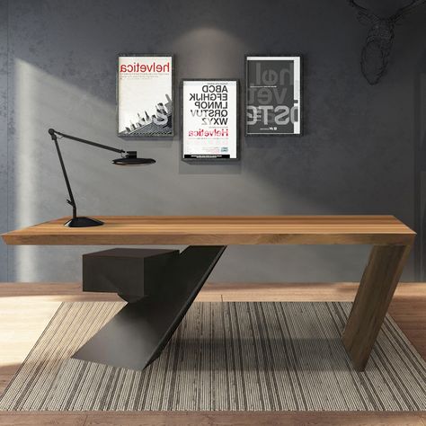 Office Desk Modern, Solid Wood Office Desk, Wood Office Desk, Desk Modern, Wood Office, Industrial Desk, Wooden Desk, Modern Desk, Upholstered Sofa