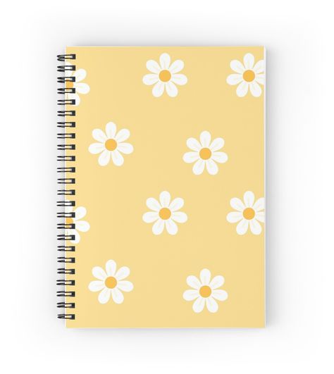 Spiral notebooks with high-quality edge-to-edge print on front. 120 pages in your choice of ruled or graph lines. Cute Daisy Flowe trio Cute Notebook Designs, Spiral Notebook Cover Diy, Notebook Cover Design Ideas, Notebook Ideas Cover Design, Cute Notebooks For School, Sampul Notebook, Studie Hacks, Diy Notebook Cover, Cute Spiral Notebooks