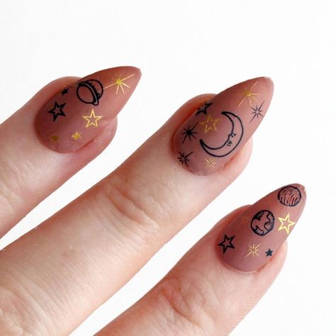 Moon Sun And Stars, Bohemian Nails, Nail Tattoos, Sun Nails, Star Nail Designs, Tattoo Sheet, Nail Decals Diy, Waterslide Nail Decals, Star Nail