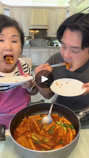 2K views · 94 reactions | Ummas 10 minute tteokbokki recipe! #tteokbokki #tteokbokkirecipe #koreanfood #ricecake #koreanfoodrecipe #mukbangkorean #korean | Ummas 10 minute tteokbokki recipe! #tteokbokki #tteokbokkirecipe #koreanfood #ricecake #koreanfoodrecipe #mukbangkorean #korean | By James Bok | Hey Oma, what are we making
today? The cookie. First up, you boil two cups of water and
two cups of ricecakes. Once it starts to boil, I'm going to
put garlic, soy sauce, sugar, that's it. So easy. After you
mix in the sauce, you put in the fishcakes and garnish with
green onions and sesame seeds. And that's it. You're ready to
eat. Yum. That's it. This looks so good. Yep yes yes. So good. Super doughy. I love
the fishcake because it absorbs all the sauce. Very good.
That's a good bite Oma. I'm Tteokbokki Recipe, Mukbang Korean, What Are We, Fish Cake, The Sauce, Rice Cakes, Korean Food, 10 Minute, Sesame Seeds