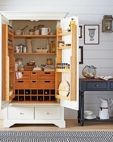 I'd rather have one of these than a 'fitted kitchen'. Spice Rack Design, Kitchen Larder Units, Easy Kitchen Updates, Free Standing Kitchen Units, Kitchen Standing Cabinet, Free Standing Kitchen, Small Kitchen Pantry, Free Standing Kitchen Cabinets, Pantry Layout