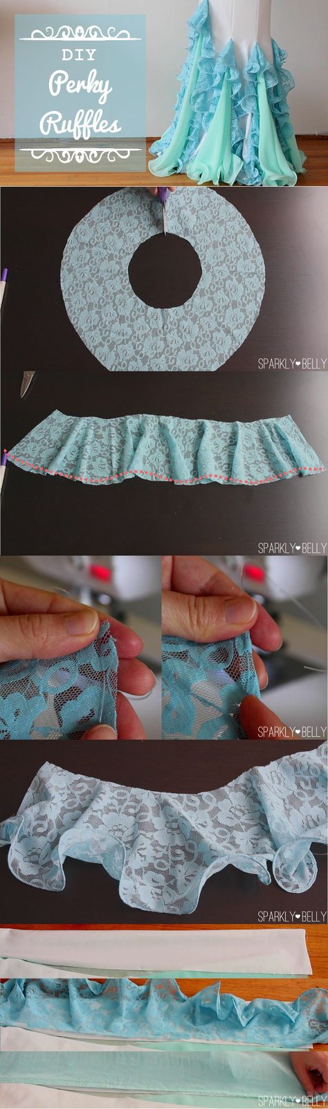 DIY Perky Ruffles - Flounce ruffles with fishing line Skirt Diy, Mermaid Diy, Sew Ins, Costura Diy, Couture Mode, Belly Dance Costumes, Creation Couture, Diy Sewing Clothes, Pattern Drafting