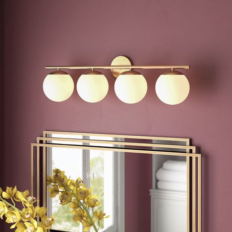 Brass Vanity Light, Light Vanity, Bathroom Wall Lights, Bathroom Vanity Lighting, Diffused Light, Vanity Light, Glass Globe, Vanity Lighting, Powder Room