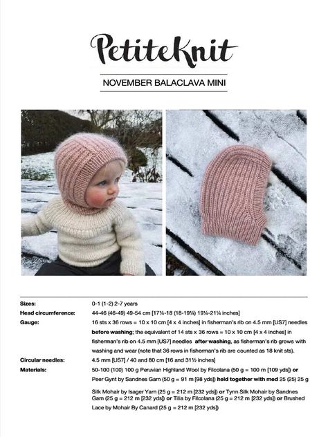 November Balaclava, Free Newborn Knitting Patterns, Newborn Knitting, Baby Hat Knitting Patterns Free, Petite Knit, Baby Hat Knitting Pattern, Knitted Balaclava, Baby Hat Patterns, Baby Knitting Patterns Free