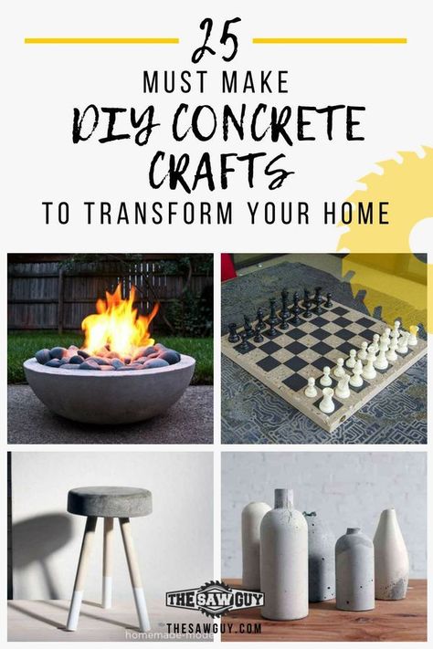 Check out these 25 Must Make #DIY #Concrete #Crafts To Transform Your Home. #concretecrafts #concretecraftsdiy Cement Diy, Concrete Diy Projects, Shelving Design, The Saw, Diy Concrete, Concrete Crafts, Diy Projects For Kids, Concrete Projects, Outdoor Diy Projects