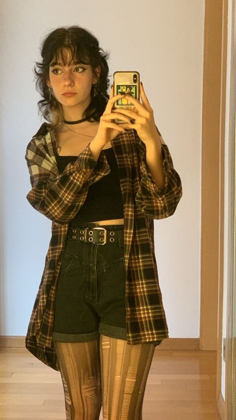 Color Grunge Outfits, She They Aesthetic Outfits, Girly Grunge Outfits Summer, Fem Nonbinary Outfits, Alt Pride Outfit, Colourful Grunge Outfit, Bi Summer Outfits, 2018 Aesthetic Outfits, Midwestern Emo Aesthetic Outfit