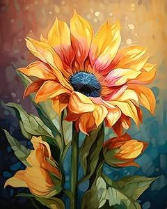 Sunflower Artwork, Lay Outs, Flower Leaves, Canvas Painting Diy, Sunflower Painting, Painting Digital, Mors Dag, Paint By Numbers, Arte Animal