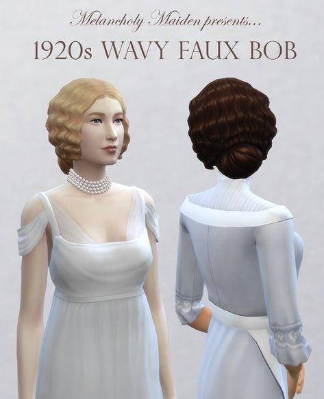 Sims 4 Downton Abbey Cc, Sims 4 20s Hair, Sims 4 1920s Hair, Sims 4 Decades Challenge Cc, Sims 4 1920s Cc, 1920 Hair, Sims 4 Decades Challenge, Faux Bob, Medieval Hairstyles