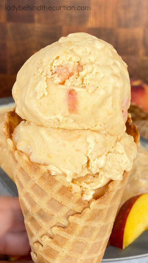 Peach Custard Ice Cream, Peach Gelato Recipe, Peach Ice Cream Homemade Machine, Gelato Recipe Homemade, Peach Ice Cream Homemade, Peach Gelato, Ice Cream Peach, Soft Serve Ice Cream Recipes, Cookbook Inspiration