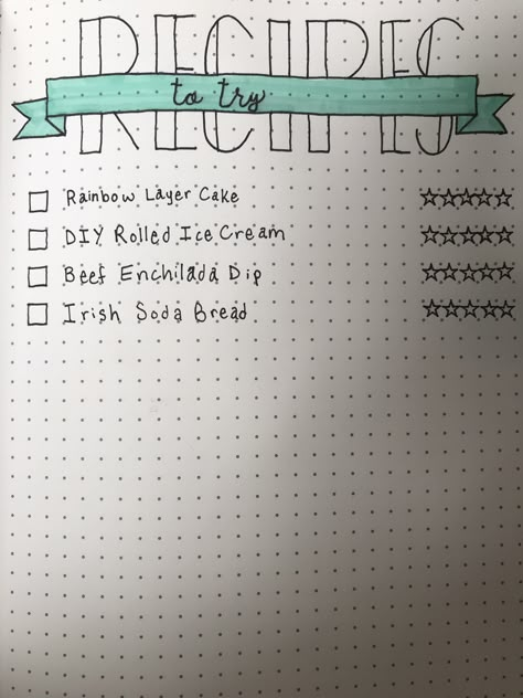 Recipe bujo layout. Fun and fun easy layout for bullet journals Bujo Recipe Layout, Bullet Journal Recipes Layout, Recipe Bullet Journal, Bullet Journal Recipes, Bullet Journal Meal Plan, Bullet Journal Spreads, Goals Bullet Journal, Bujo Layout, Calendar Journal