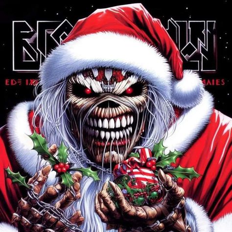 Heavy Metal Christmas, Eddie The Head, Funny Mean Quotes, Black Metal Art, Iron Maiden Eddie, Dark Christmas, Metal Christmas, Iron Maiden, Cricut Crafts