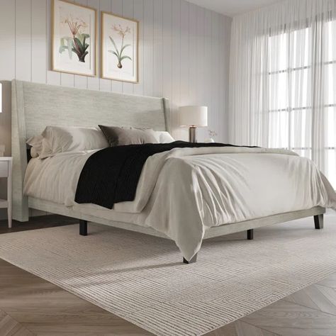 Mieko Upholstered Wingback Storage Bed Wayfair Bed Frame, Beige Upholstered Bed, Best Storage Beds, Bed Metal, Bed Color, Adjustable Bed Base, Wingback Bed, Wingback Headboard, Upholstered Panel Bed