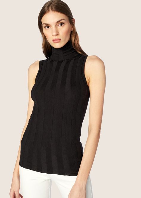 Elle Ribbed Sleeveless Turtleneck Fashion Designer Outfits, Turtleneck Outfit, Designer Outfits, Sleeveless Turtleneck, Navy Grey, Derek Lam, Fashion Design Clothes, Fashion Designer, Basic Tank Top