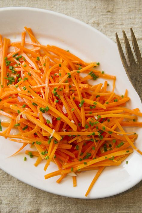 NYT Cooking: Sometimes a classic, masterfully executed salad is just what you want, and the easier the better. Enter this simple French salad, also known as called carottes râpées. It is grated carrots dressed with a simple vinaigrette Julienne Carrots, Lunches Recipes, Persimmon Salad, Fuyu Persimmon, Grated Carrot Salad, Nyt Recipes, Julienne Vegetables, French Salad, Carrot Dressing