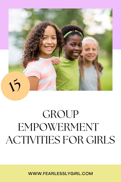 Are you looking for creative and engaging ways to empower the girls in your life? You're in the right place! In today's world, building confidence, leadership, resilience, kindness and self-esteem in young women is more important than ever. We've put together a list of 15 fun and engaging GROUP empowerment activities that will inspire, uplift, and encourage girls to embrace their unique selves and unlock their full potential. Perfect for school programs, summer camps, leadership camps and more! Empowering Activities For Women, Empowerment Group Activities, Womens Empowerment Activities Ideas, Women Empowerment Activities Projects, Girls Mentoring Program Ideas, Girls Group Activities Middle School, Empowering Girls Activities, Girl Empowerment Activities, Summer Group Activities