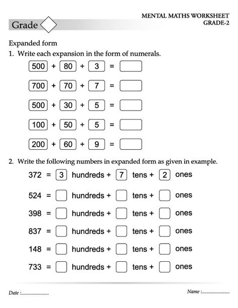 Expanded Form Math Worksheets Grade 2 504238 Expanded Form Math, Numbers In Expanded Form, Expanded Form Worksheets, Grade 5 Math Worksheets, Worksheet For Class 2, Third Grade Worksheets, Mental Maths Worksheets, Place Value Worksheets, 3rd Grade Math Worksheets