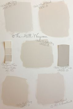 Paint Color Options - Behr Cotton Grey, Wheat Bread, Sculptor Clay, Aged Beige and Mineral shown with BM Revere Pewter and Behr Perfect Taupe #greige #neutrals Behr Cotton Grey, Behr Perfect Taupe, Behr Sculptor Clay, Behr Wheat Bread, Perfect Taupe Behr, Bm Revere Pewter, Interior Paint Colors Schemes, Revere Pewter, Behr Paint