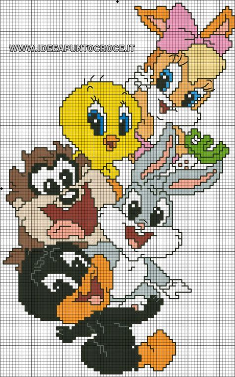 Fargelegging For Barn, Karakter Sanrio, Baby Looney Tunes, Disney Cross Stitch Patterns, Cross Stitch Love, Pola Kristik, Disney Cross Stitch, Baby Cross, Cute Cross Stitch