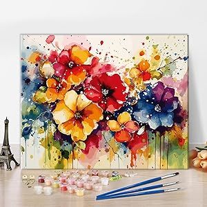 TUMOVO Flowers DIY Paint by Numbers for Adults with Brushes and Acrylic Pigment Abstract Floral Oil Hand Painting Kits Paintwork Art Crafts for Home 16"x20"(Frameless) Relaxing Art, Wall Art Colorful, Floral Oil Paintings, Floral Oil, Canvas Painting Diy, Paint By Numbers, Art Colorful, Diy Canvas, Flowers Diy