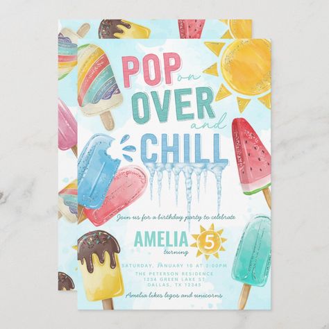 Popsicle Themed Birthday Party, Summer 2nd Birthday Party Ideas, 2nd Birthday Party Themes Summer, Summer Party Themes For Kids, Popsicle Theme Birthday Party, Chill Birthday Party, Ice Cream Pool Party, Popsicle Birthday Party, Bday Themes