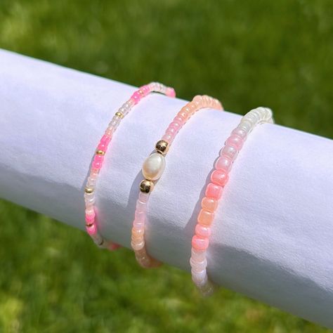 Pink Beaded Bracelet, Seashell Pink, Pink Beaded Bracelets, Seashell Bracelet, Sandy Shores, Blush Tones, Coastal Charm, Pink Beaded, Bracelet Ideas