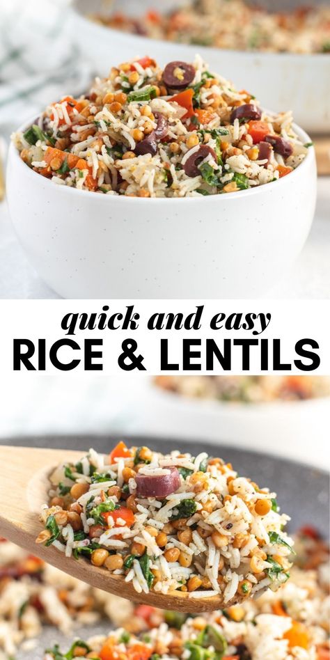 Rice And Lentils Recipe, Mediterranean Rice, Cook Lentils, Red Lentil Recipes, How To Cook Lentils, Rice And Lentils, Rice Lentils, Vegan Mediterranean, Lentils Recipe