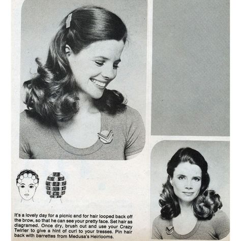 Pete Curlers on Instagram: “Here's a great hairdo that would be perfect for Christmas!  And with that, this is the last posting till after Christmas. Merry Christmas…” Roller Tutorial, Hair Rollers Tutorial, Fenugreek For Hair, 1970s Hairstyles, Vintage Hairstyles Tutorial, Vintage Curls, Hair Roller, 70s Hair, Hair Patterns