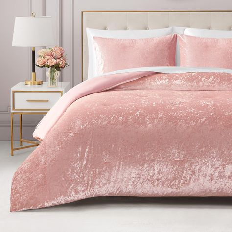 PRICES MAY VARY. 95% Poly and 5% Spandex Luxurious Crushed Velvet Comforter Set: Elevate your bedroom with this 2-piece set, including a 68"x90" comforter and a 20"x26" sham, in a gorgeous pink crushed velvet design. Premium Materials: Crafted with care from 95% polyester and 5% spandex, this set combines softness and durability, ensuring a cozy night's sleep. Easy Maintenance: For best results, wash before use and follow simple care instructions—machine wash warm with like colors, use non-chlor Pink Comforter Sets, Velvet Comforter, Pink Comforter, Velvet Design, Twin Xl Comforter, Bed Comforter Sets, Sham Bedding, Reversible Comforter, Twin Bed Sets