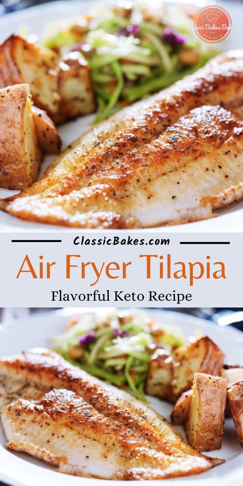 Air Fryer Tilapia, Air Fryer Fish Recipes, Tilapia Recipe, Air Fried Food, Air Fryer Oven Recipes, Tilapia Recipes, Air Fry Recipes, Fish Recipes Healthy, Air Fryer Dinner Recipes