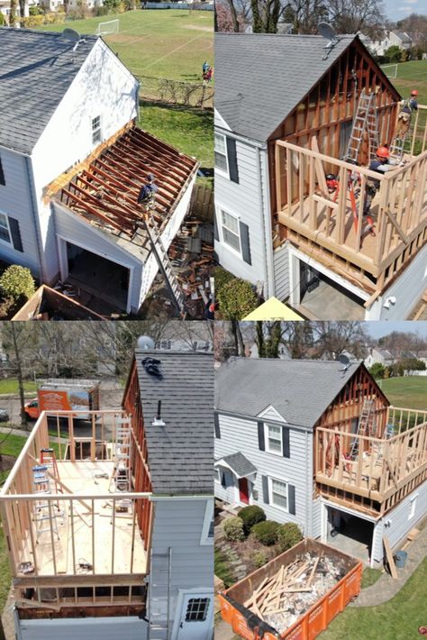 Bloomfield New Jersey Addition In Progress Second Story Garage Addition, Add Addition To House, Brick Home With Addition, Side Garage Addition, Addition Onto Ranch Home, Room Add On To House, 2 Story Home Addition Ideas, Adding Bedroom To House, Diy House Addition